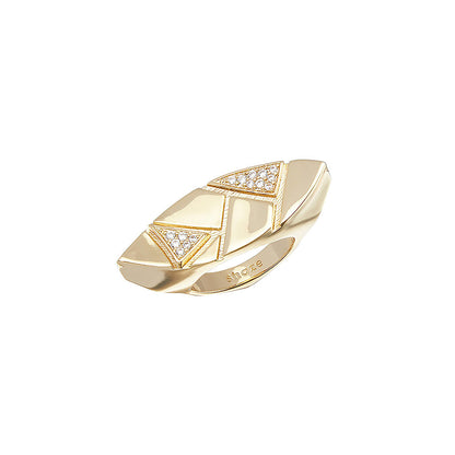 Shaze Boat Bold Ring Made of Brass Cubic Zirconina Stones Ring Size 5