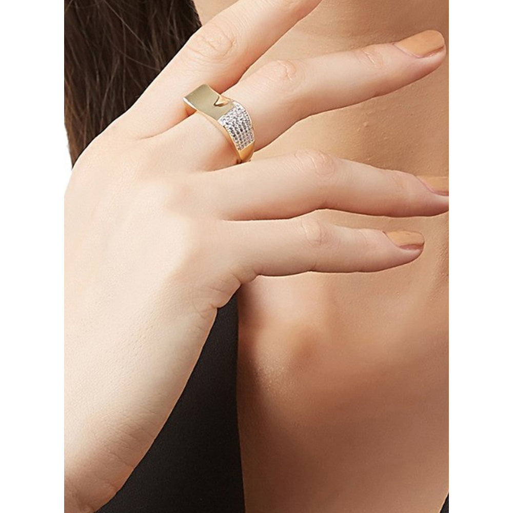 Shaze Classic Unique Ring Made of Brass Cubic Zirconina Stones Ring Size 6