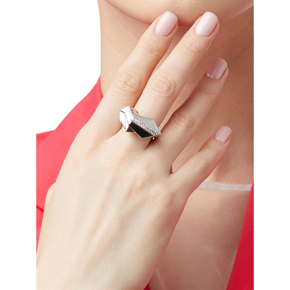 Shaze Cognizant Minimal Ring Made of Brass Cubic Zirconina Stones Ring Size 8