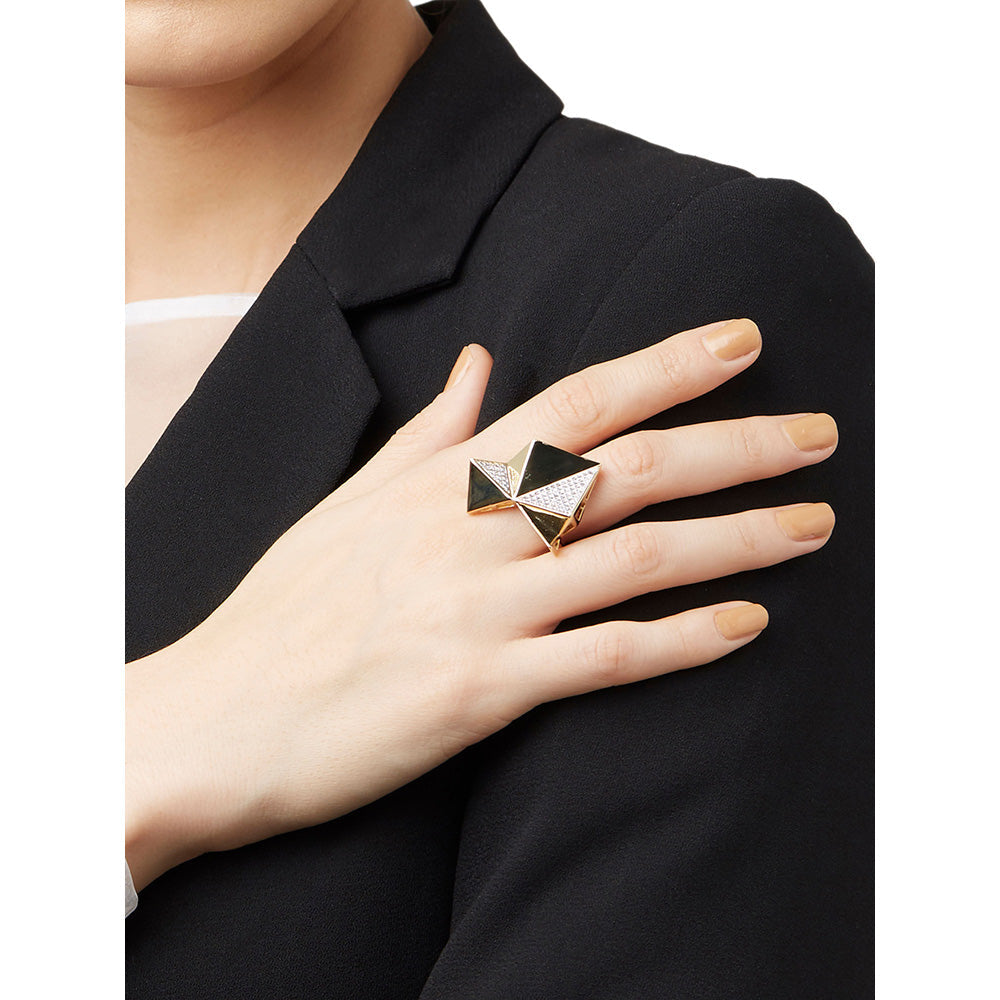 Shaze Faceted Eccentric Ring Crystal Stones Ring Size 6
