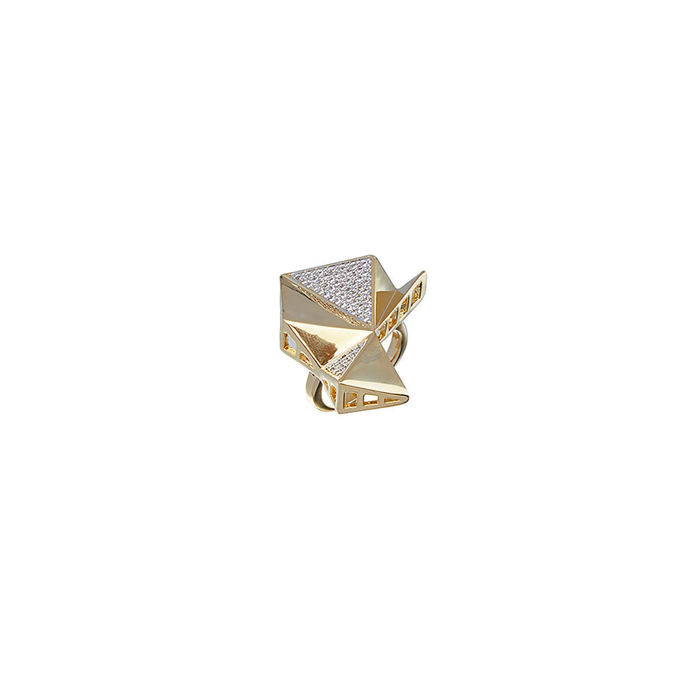 Shaze Faceted Eccentric Ring Crystal Stones Ring Size 6