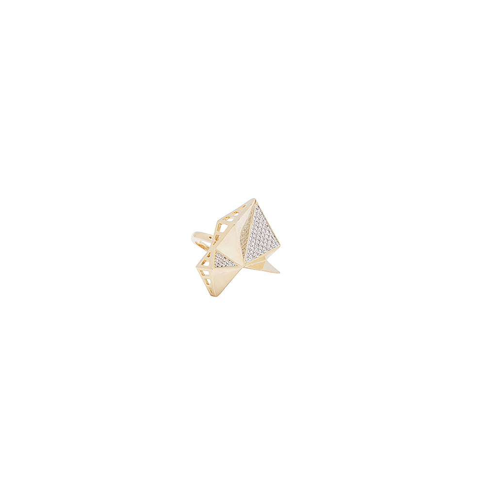 Shaze Faceted Eccentric Ring Crystal Stones Ring Size 6
