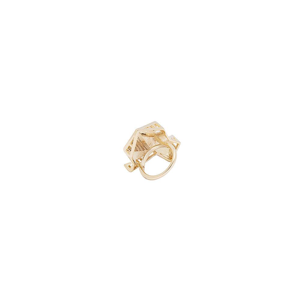 Shaze Faceted Eccentric Ring Crystal Stones Ring Size 6