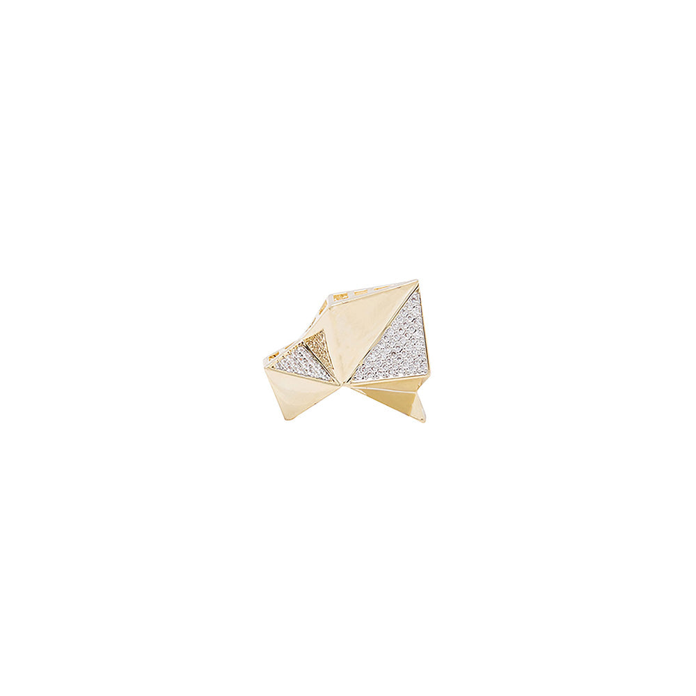 Shaze Faceted Eccentric Ring Crystal Stones Ring Size 6