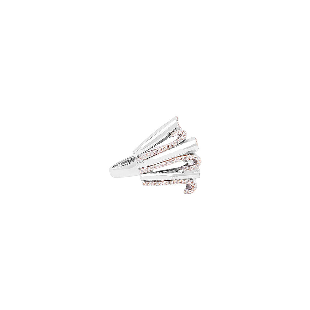 Shaze Interlocked Minimalistic Cubic Zirconina Ring Size 6