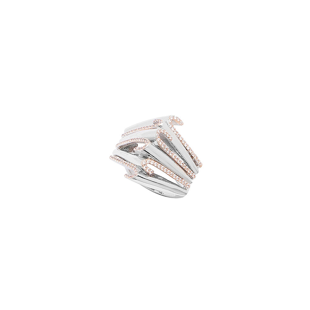 Shaze Interlocked Minimalistic Cubic Zirconina Ring Size 6