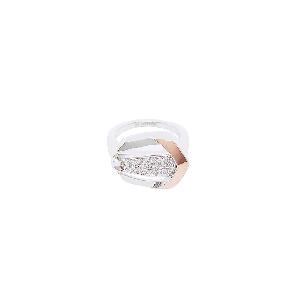 Shaze Mondain Cocktail Ring Made of Brass Cubic Zirconina Stones Ring Size 7