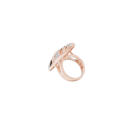 Shaze Oval Long Ring Made of Brass Cubic Zirconina Stones Ring Size 6