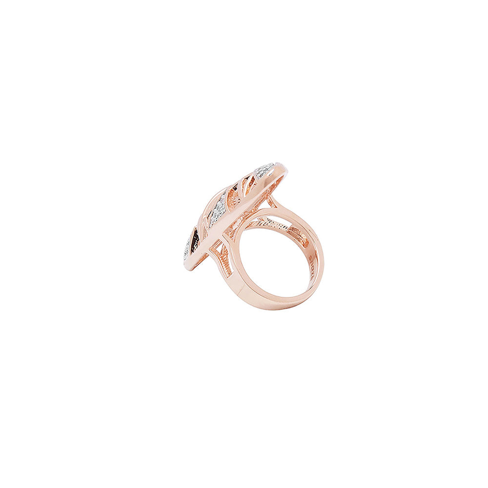 Shaze Oval Long Ring Made of Brass Cubic Zirconina Stones Ring Size 7