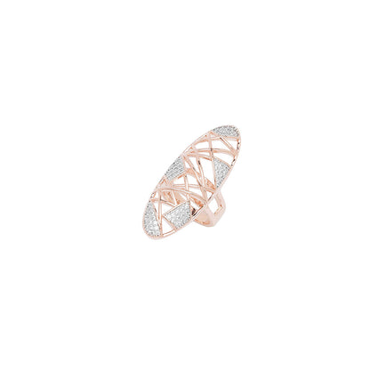 Shaze Oval Long Ring Made of Brass Cubic Zirconina Stones Ring Size 7