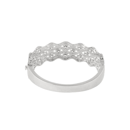 Shaze Cubic Zirconia Silver Plated Winding Cuff Bracelet