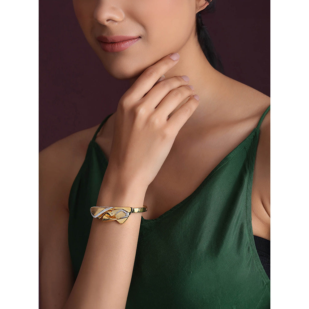 Shaze Cubic Zirconia Gold Plated Big B Bracelet