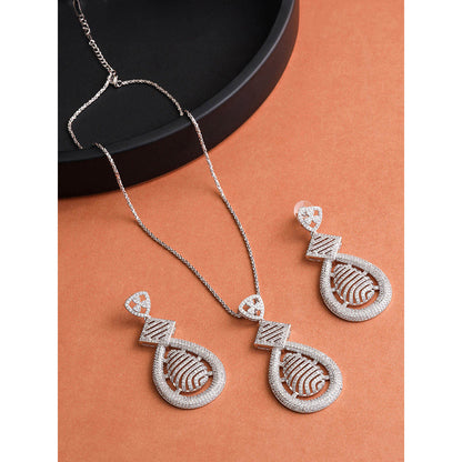 Shaze Cubic Zirconia Silver Plated Wavy Drop Set