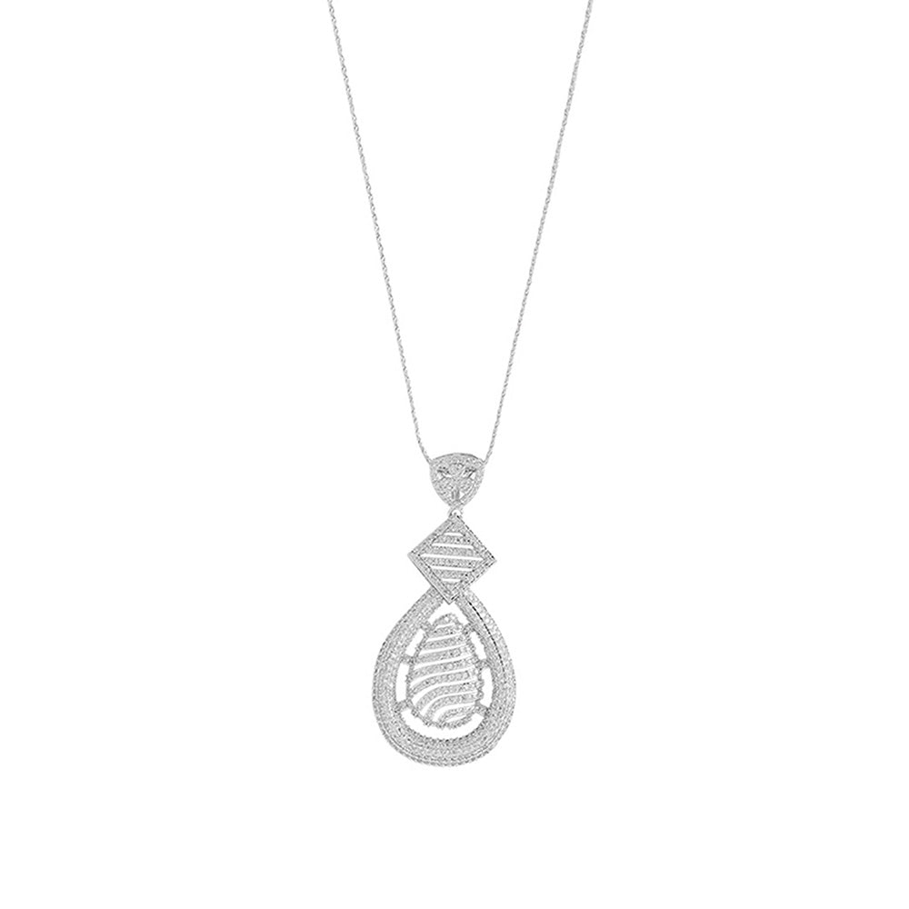 Shaze Cubic Zirconia Silver Plated Wavy Drop Set