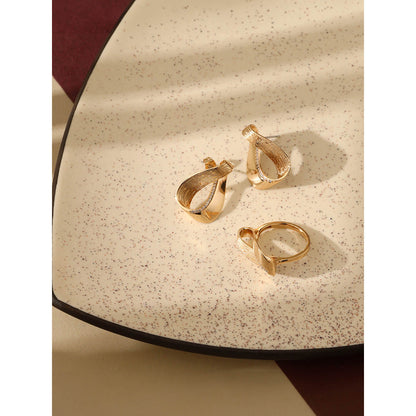 Shaze Cubic Zirconia Rose Gold Plated Geometric Wisp Earing Set