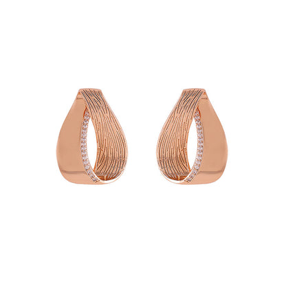 Shaze Cubic Zirconia Rose Gold Plated Geometric Wisp Earing Set