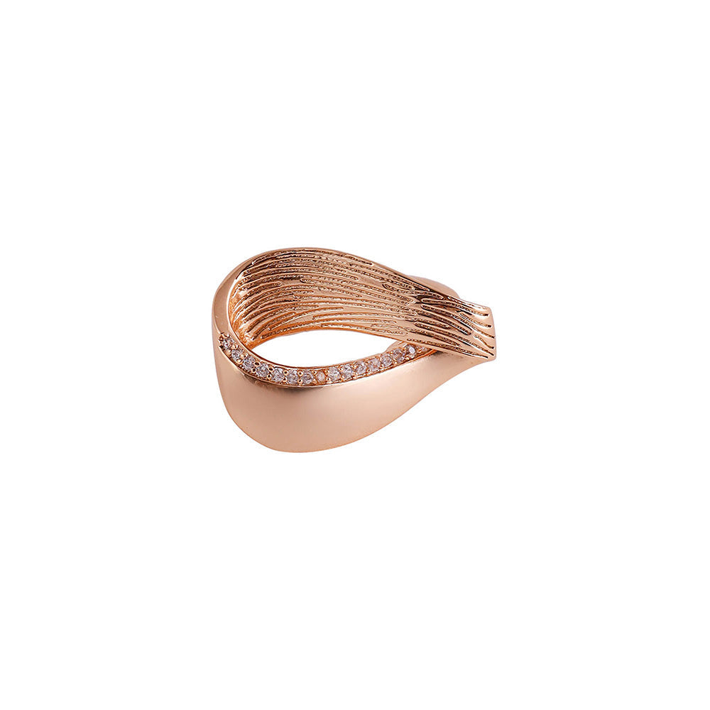 Shaze Cubic Zirconia Rose Gold Plated Geometric Wisp Earing Set