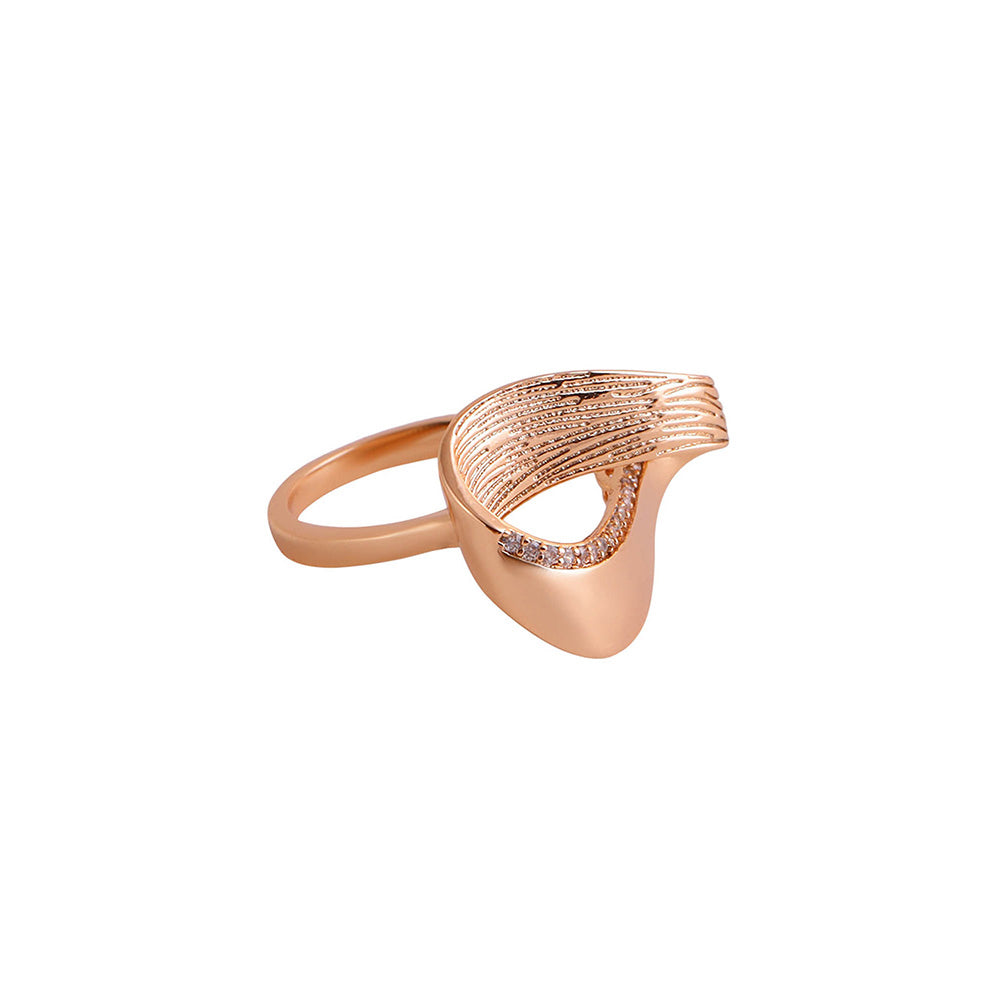 Shaze Cubic Zirconia Rose Gold Plated Geometric Wisp Earing Set