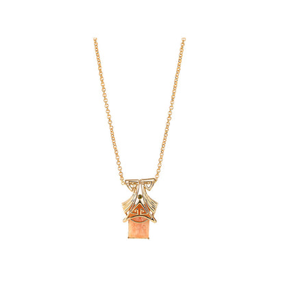Shaze Orange Artificial Stone Gold Plated Girder Pendant