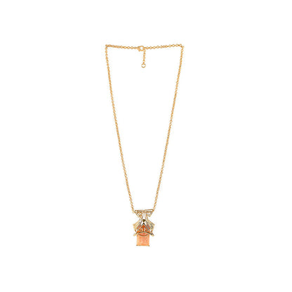 Shaze Orange Artificial Stone Gold Plated Girder Pendant