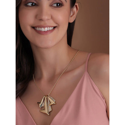 Shaze Cubic Zirconia Gold Plated Hide And Seek Pendant