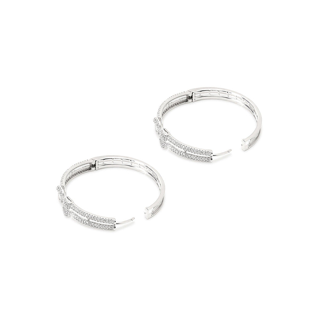 Shaze Orb Hoops White Stone Earrings