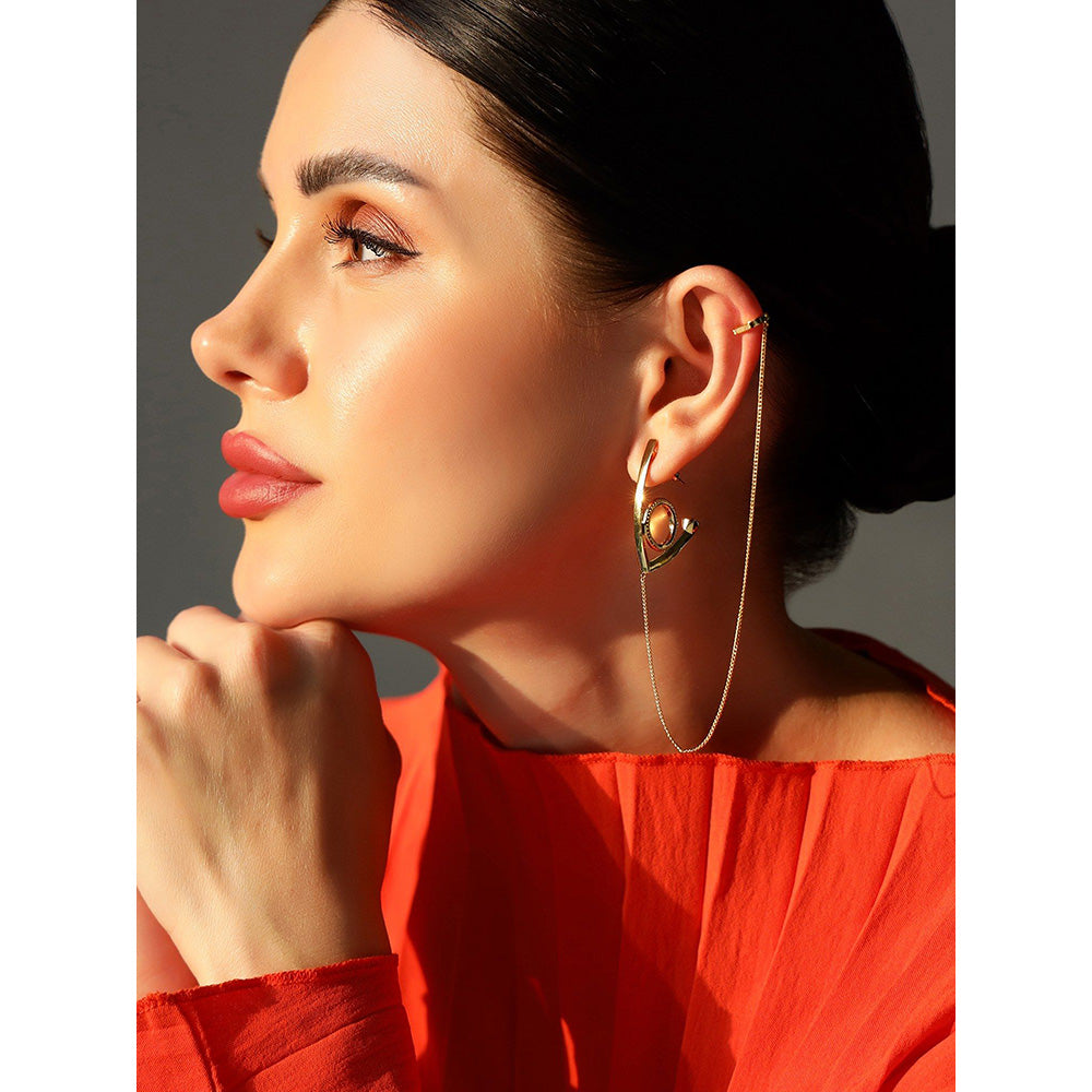 Shaze Eden Golden 18K Yellow Gold Plated Italian Crafted Earring