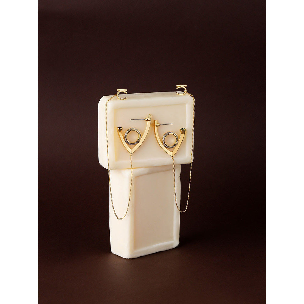 Shaze Eden Golden 18K Yellow Gold Plated Italian Crafted Earring