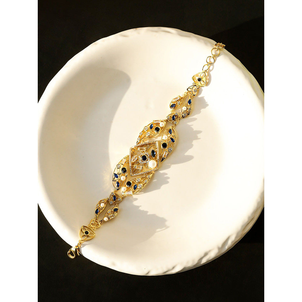 Shaze Damask Multicolor 18K Yellow Gold Plated Italian Crafted Bracelet