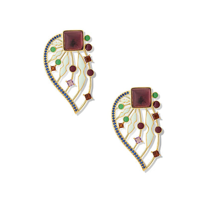 Shaze Gabrielle Wings Multicolor 18K Yellow Gold Plated Italian Crafted Earring