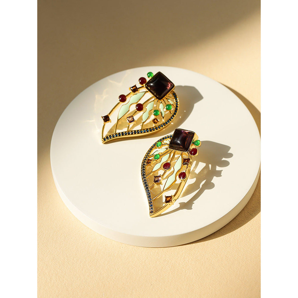 Shaze Gabrielle Wings Multicolor 18K Yellow Gold Plated Italian Crafted Earring