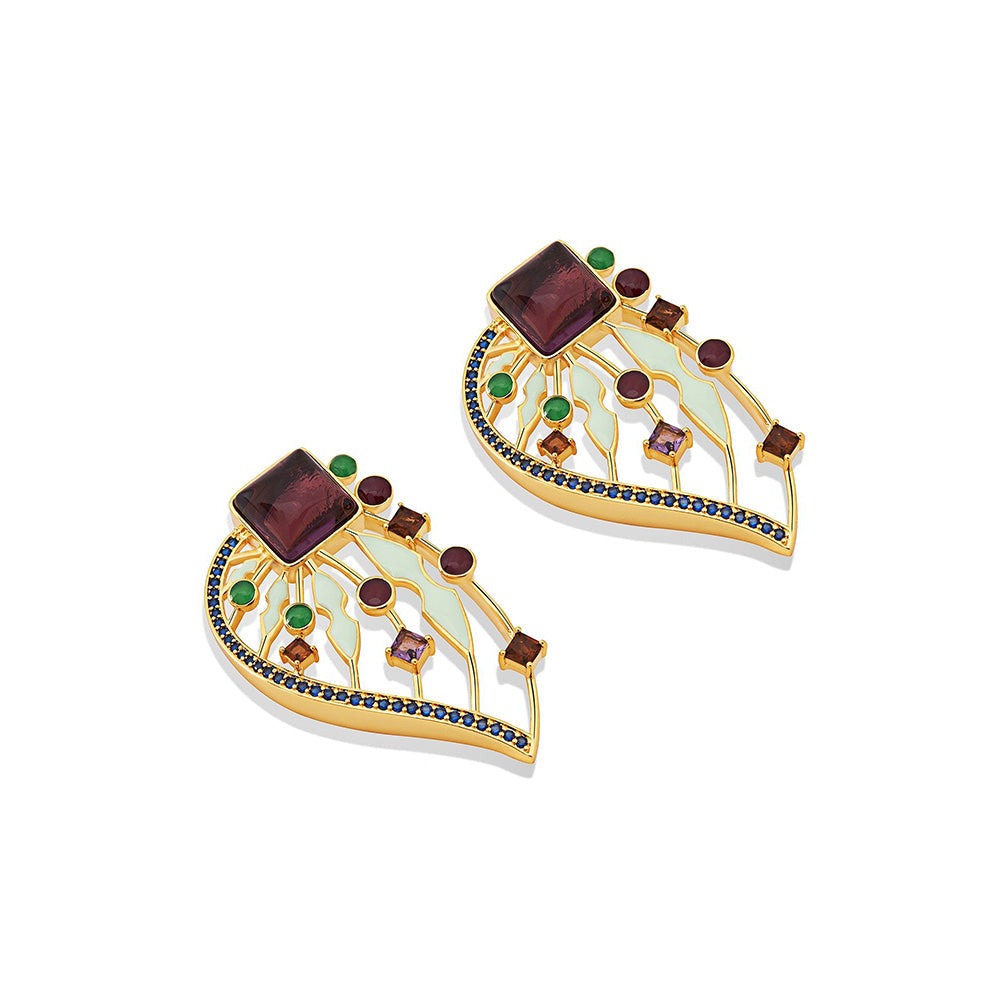 Shaze Gabrielle Wings Multicolor 18K Yellow Gold Plated Italian Crafted Earring