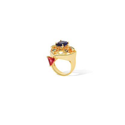 Shaze Garth Multicolor 18K Yellow Gold Plated Italian Crafted Ring