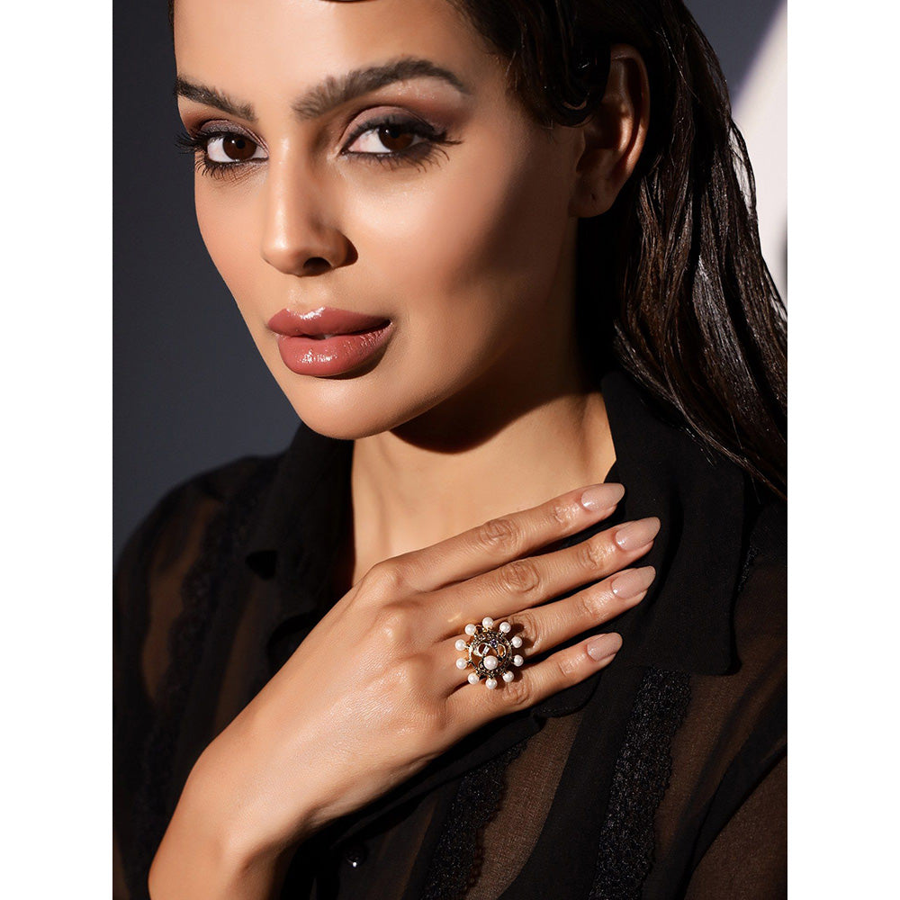 Shaze Halatia Golden 18K Yellow Gold Plated Italian Crafted Ring