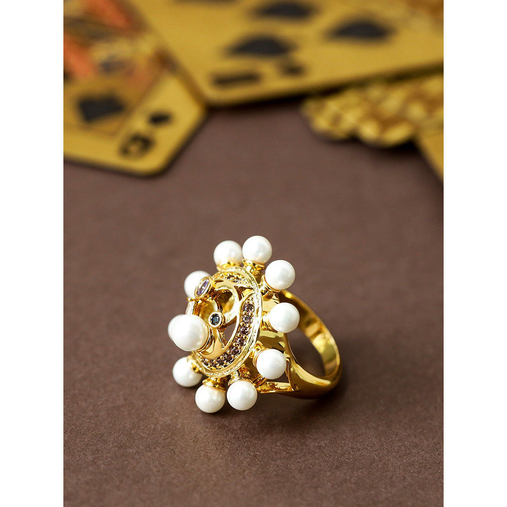 Shaze Halatia Golden 18K Yellow Gold Plated Italian Crafted Ring