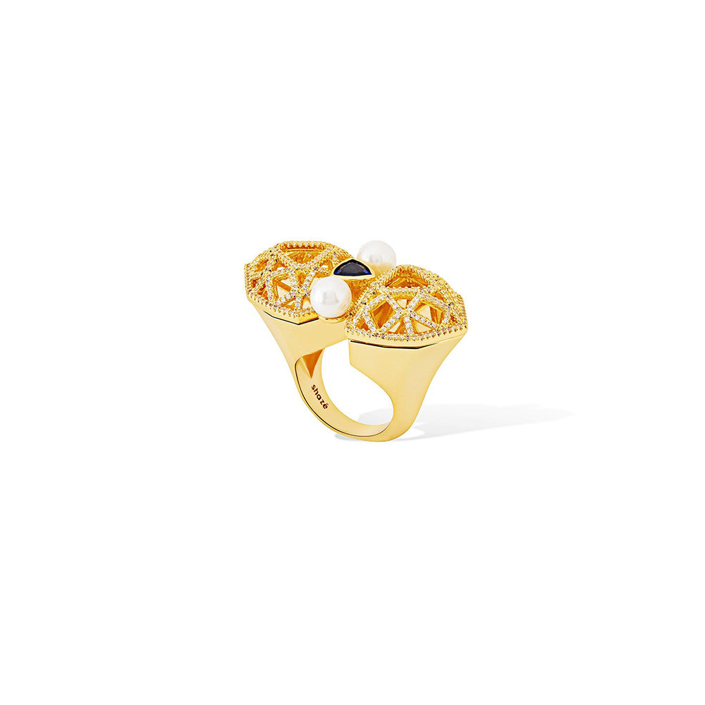 Shaze Felicity Golden 18K Yellow Gold Plated Italian Crafted Ring