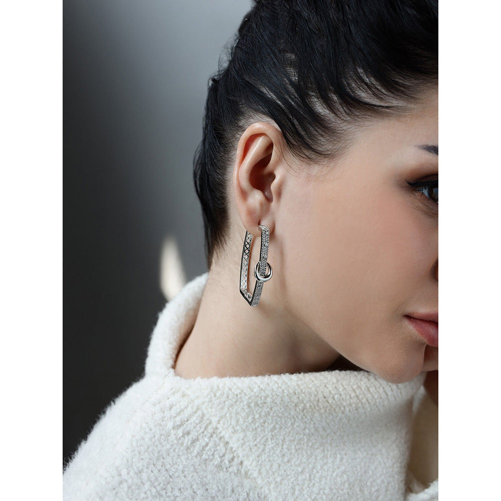 Shaze Woodland Lore White Stone Studded Hoop Earrings