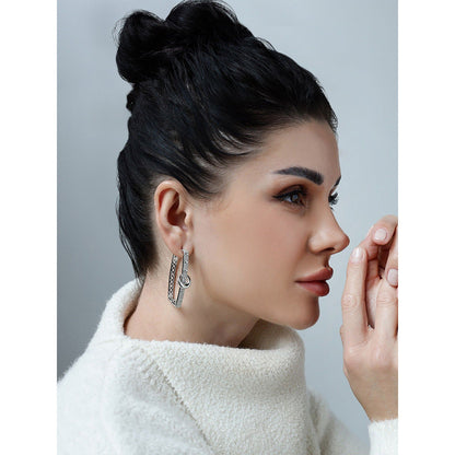 Shaze Woodland Lore White Stone Studded Hoop Earrings