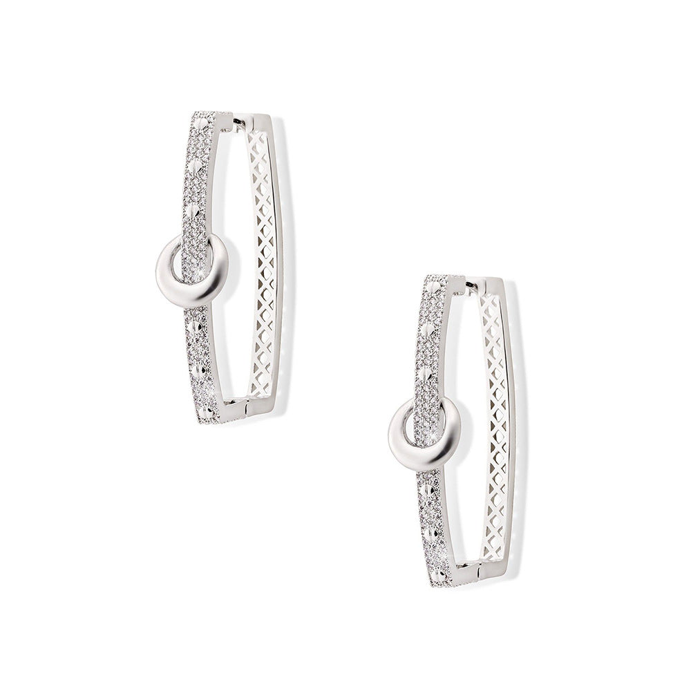 Shaze Woodland Lore White Stone Studded Hoop Earrings
