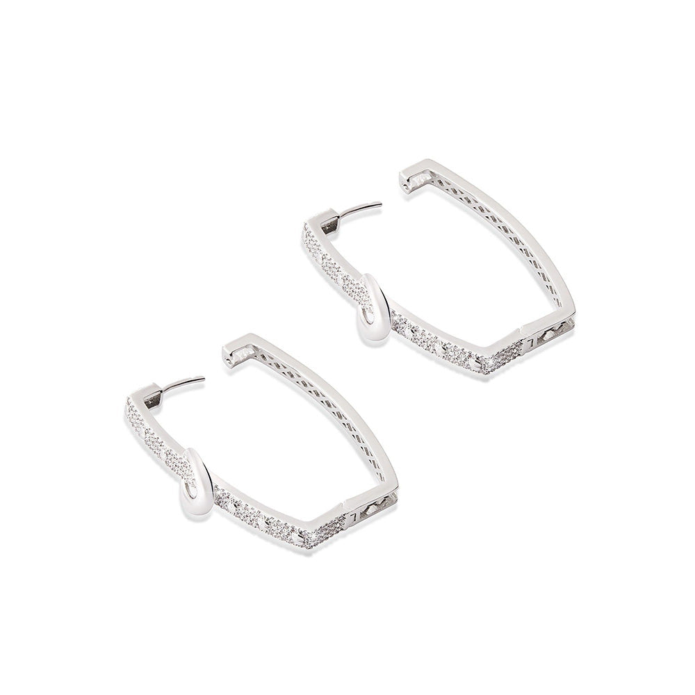 Shaze Woodland Lore White Stone Studded Hoop Earrings