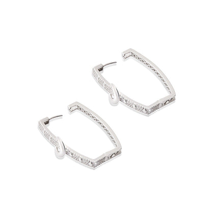 Shaze Woodland Lore White Stone Studded Hoop Earrings