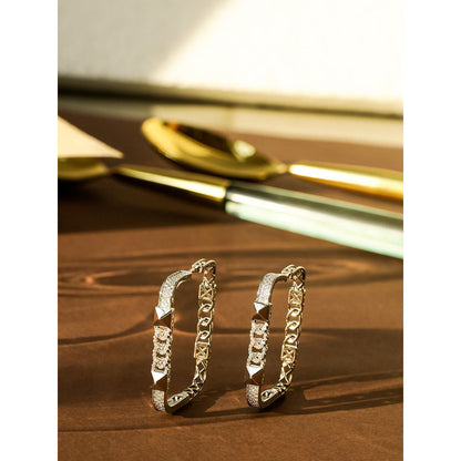 Shaze Willows Veil White Stone Studded Hoop Earrings