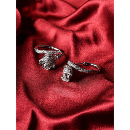 Shaze Monets Tulips White Stone Studded Hoop Earrings