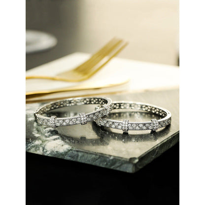 Shaze Labyrinth White Stone Studded Hoop Earrings