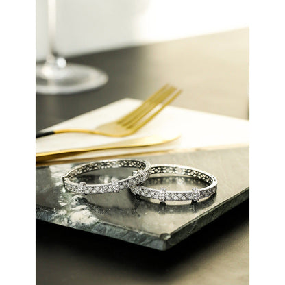 Shaze Labyrinth White Stone Studded Hoop Earrings