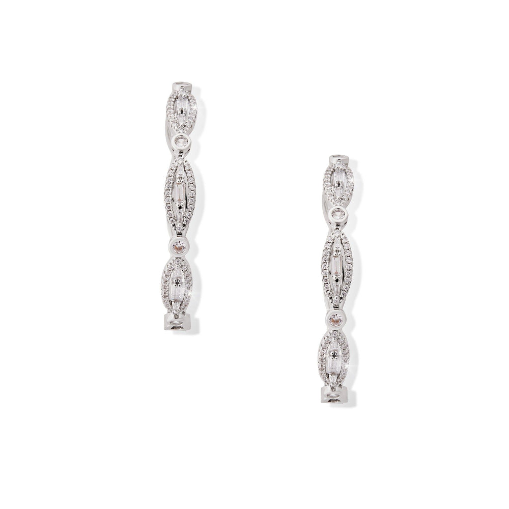 Shaze Dewdrops White Stone Studded Hoop Earrings