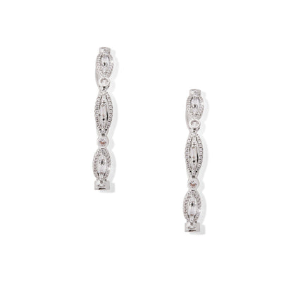 Shaze Dewdrops White Stone Studded Hoop Earrings