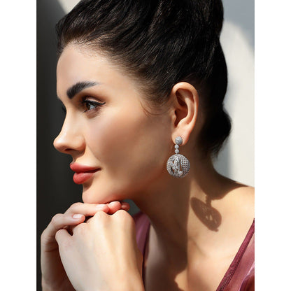Shaze Forest Nest White Brilliant Cut Stone Earrings