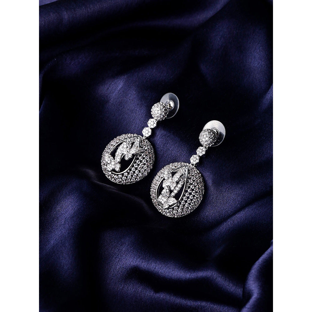 Shaze Forest Nest White Brilliant Cut Stone Earrings