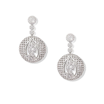 Shaze Forest Nest White Brilliant Cut Stone Earrings